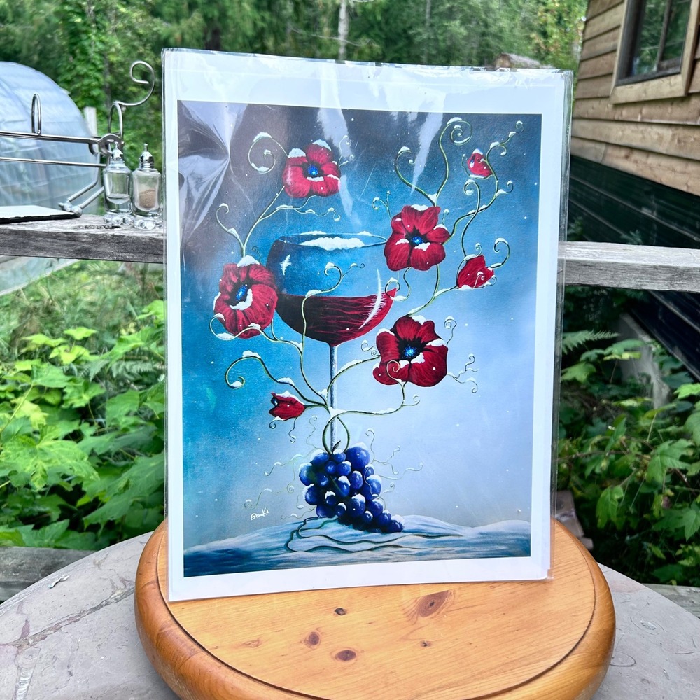 A Christmas To Remember Art Print Large Blue Surrealist Wine Shawna Erback